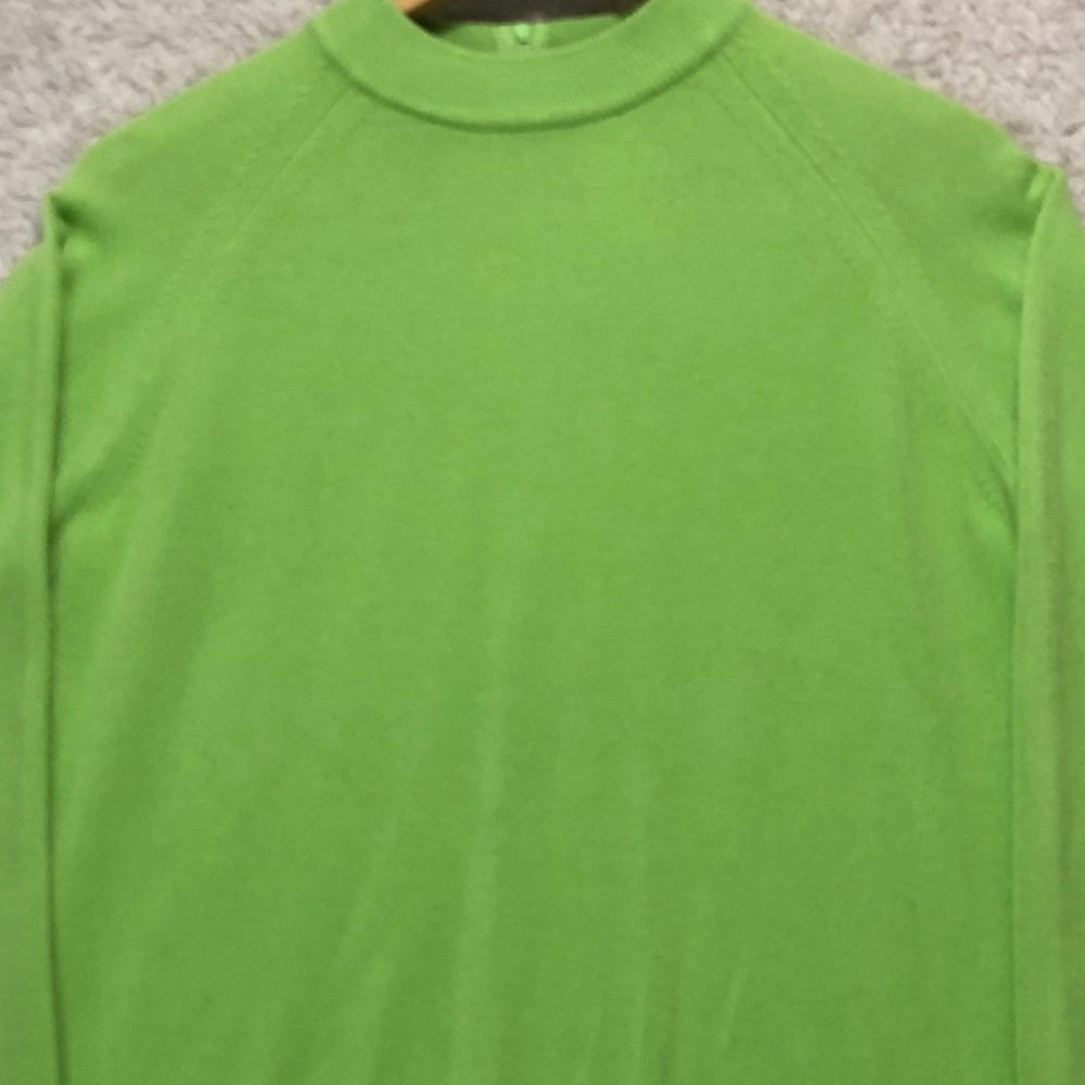 Designers Originals Lime Green Mock Neck Back Zip Luxelon Sweater XL